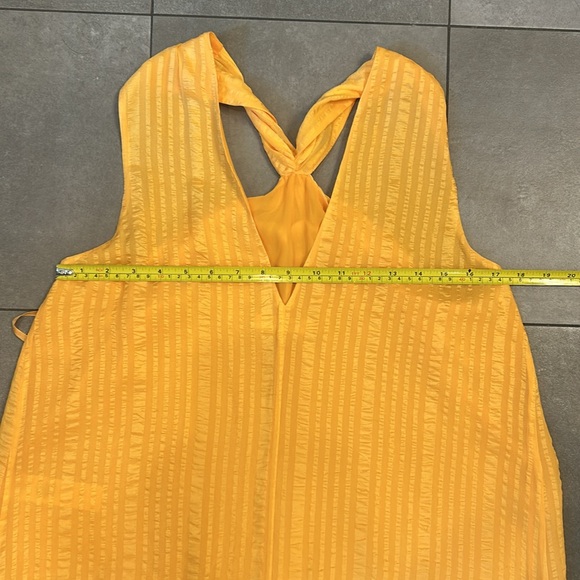 Frame Draped Crinkle Silk Halter Neck Top in Kumquat Yellow - Picture 8 of 11